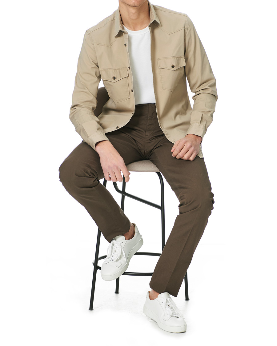 Herre | Skjorter | Mazzarelli | Texana Cotton Overshirt Beige