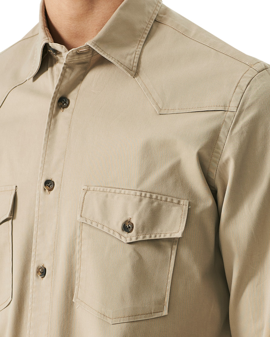 Herre | Skjorter | Mazzarelli | Texana Cotton Overshirt Beige