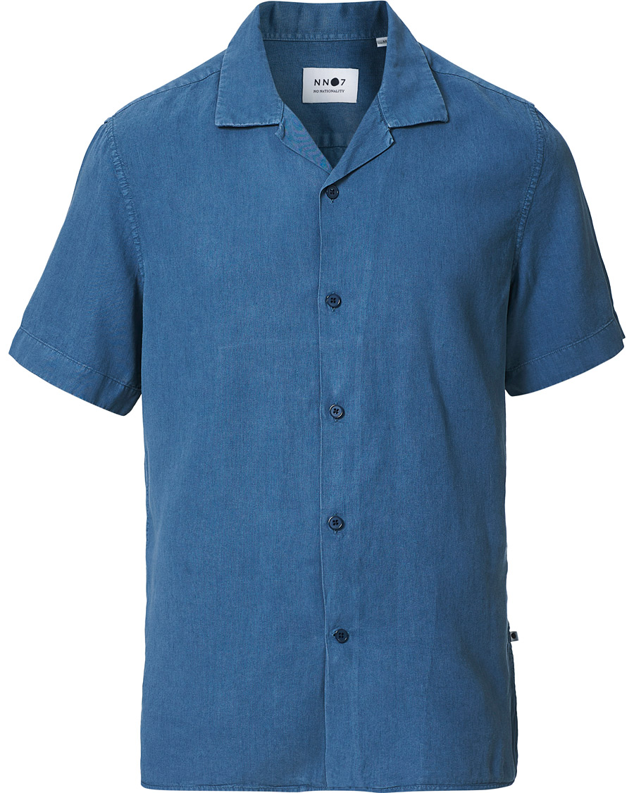 Herre | Skjorter | NN07 | Miyagi Resort Collar Short Sleeve Shirt Washed Blue