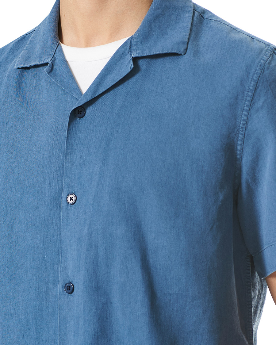 Herre | Skjorter | NN07 | Miyagi Resort Collar Short Sleeve Shirt Washed Blue