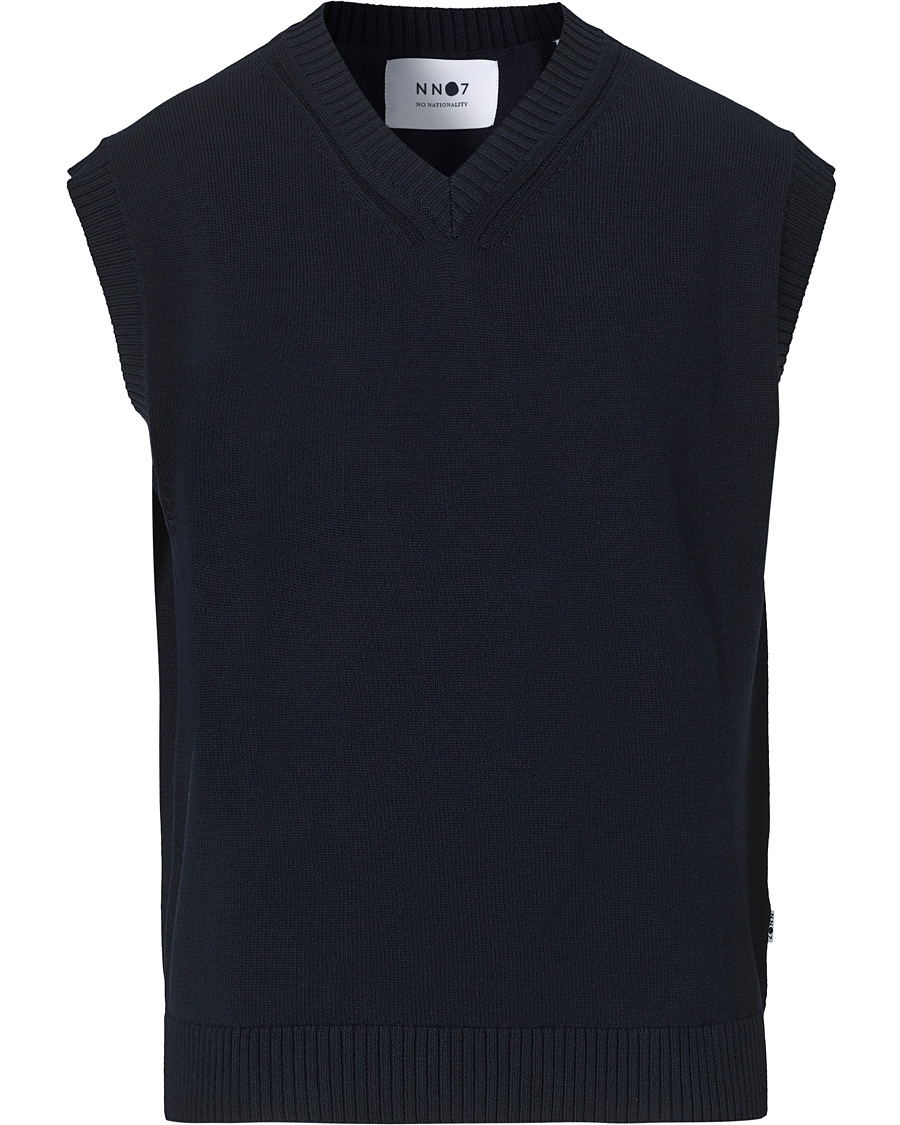 Herre | Trøjer | NN07 | Cotton Knitted V-Neck Vest Navy