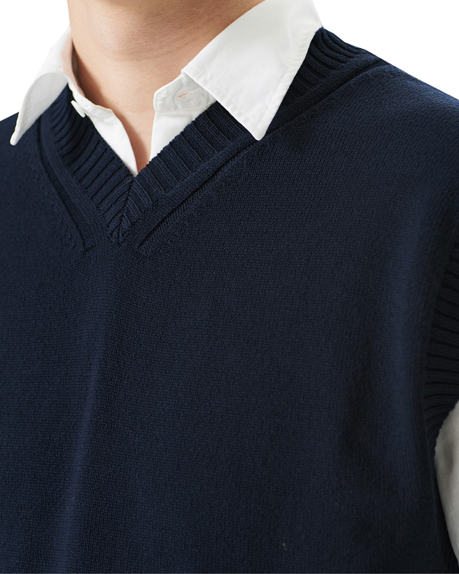 Herre | Trøjer | NN07 | Cotton Knitted V-Neck Vest Navy