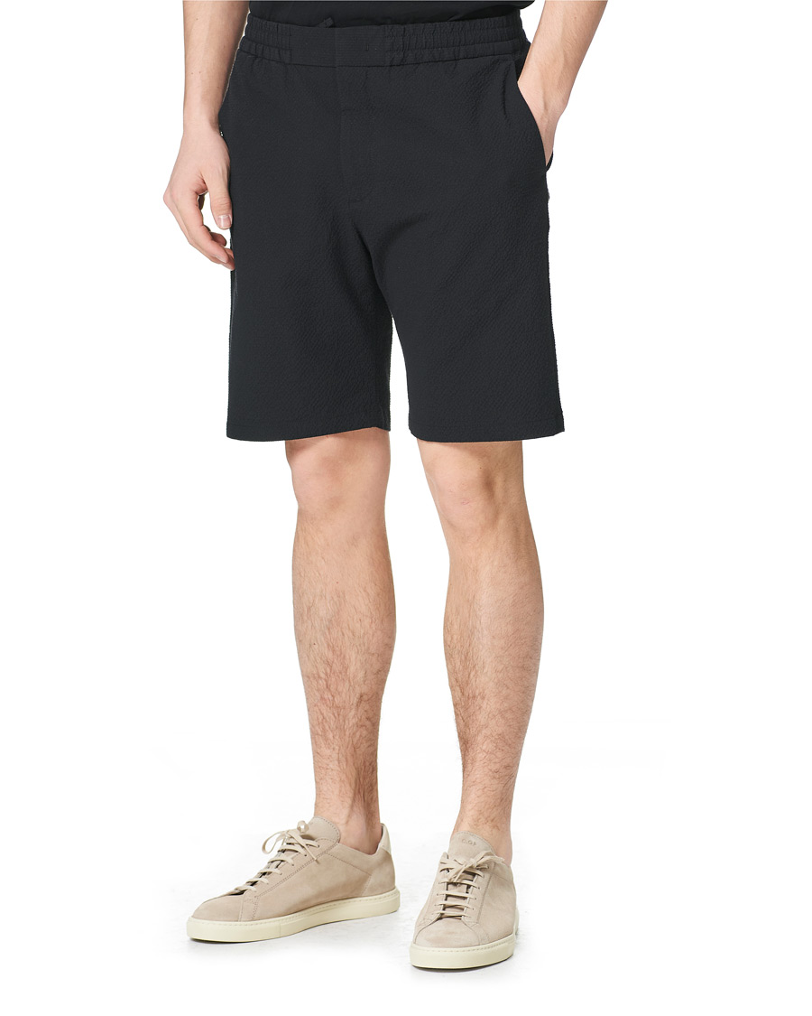 Herre | Shorts | NN07 | Foss Seersucker Drawstring Shorts Black