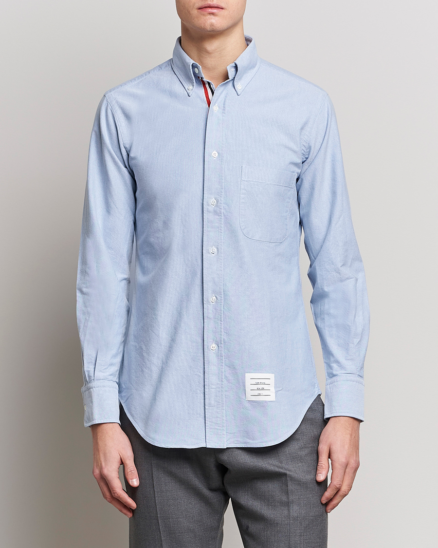 Herre | Luxury Brands | Thom Browne | Grosgrain Placket Oxford Shirt Light Blue