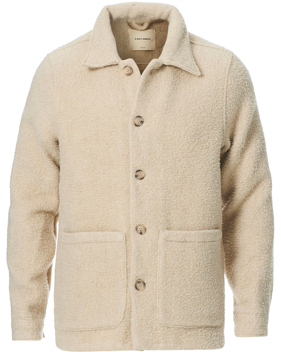 Herre | Skjorter | A Day's March | Rugged Wool Overshirt Ecru