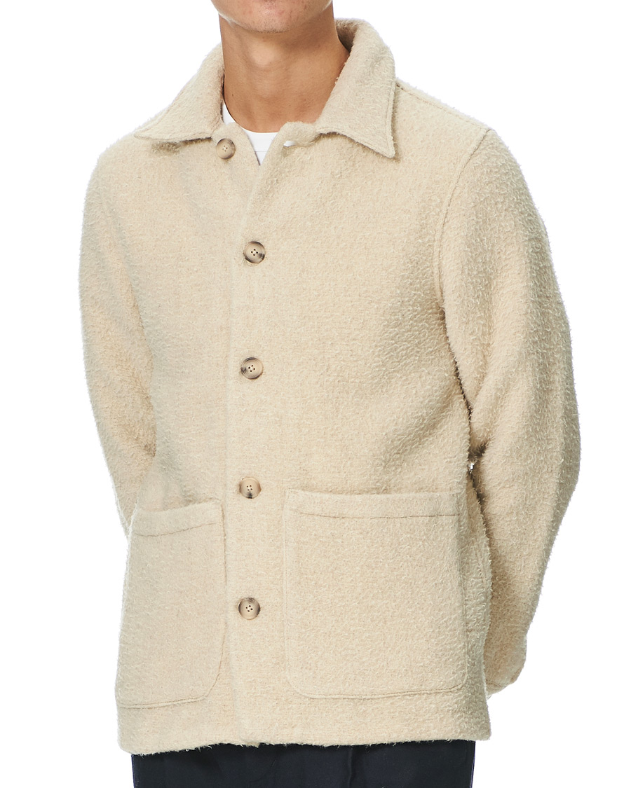 Herre | Skjorter | A Day's March | Rugged Wool Overshirt Ecru