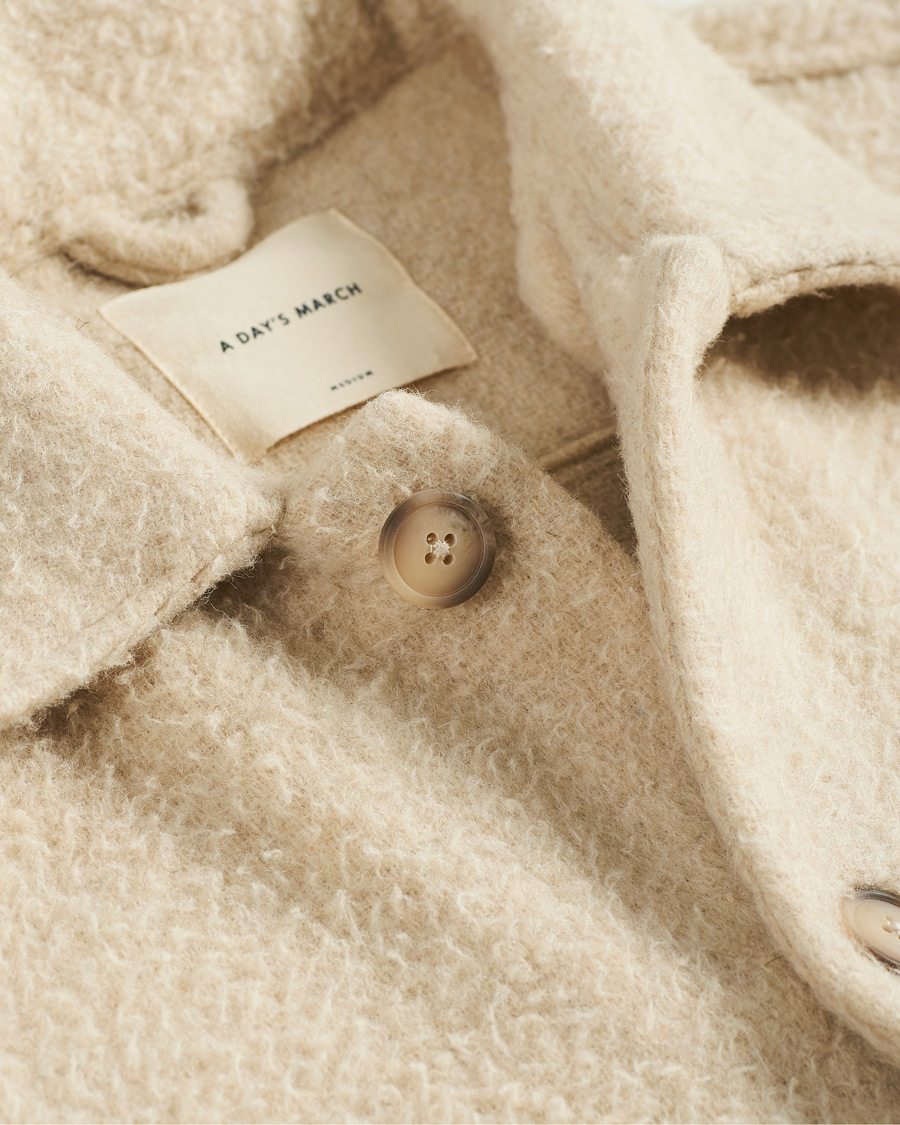 Herre | Skjorter | A Day's March | Rugged Wool Overshirt Ecru