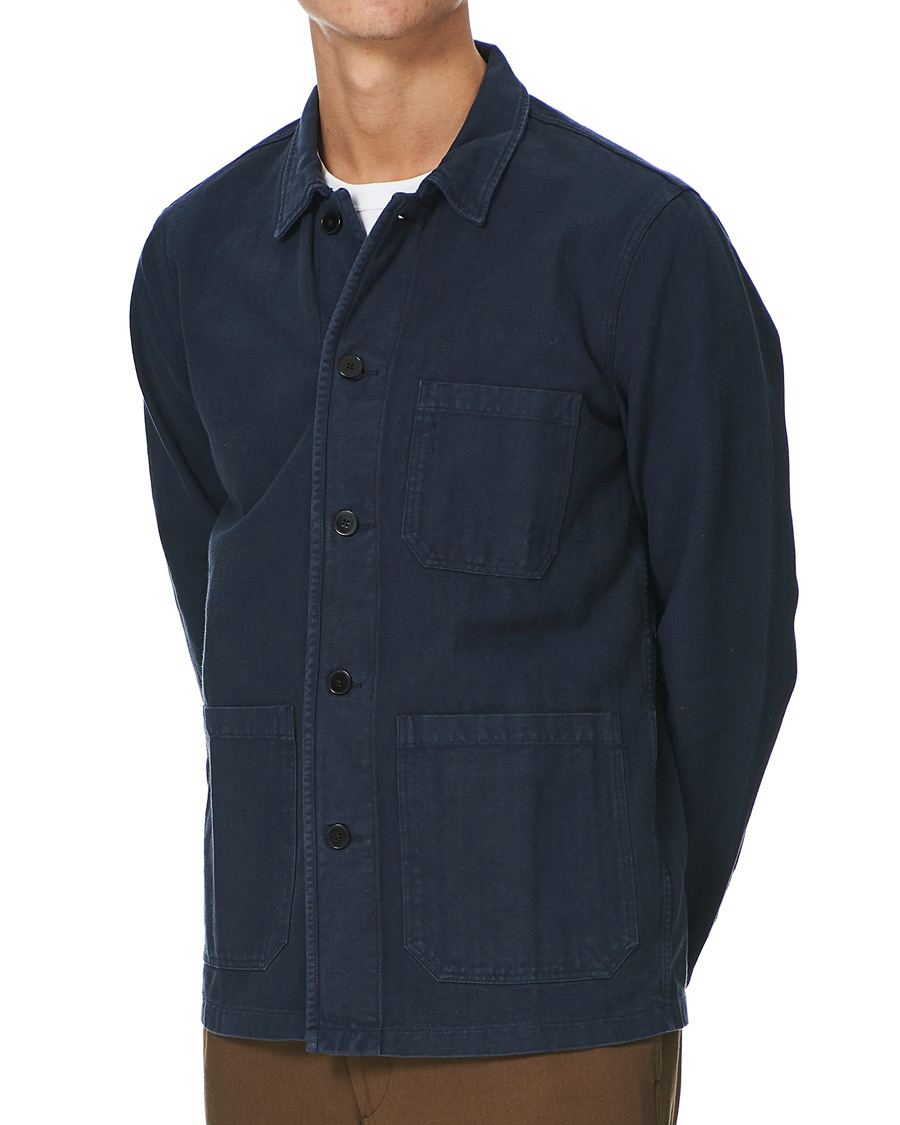 Herre | Skjorter | A Day's March | Original Herringbone Overshirt Navy