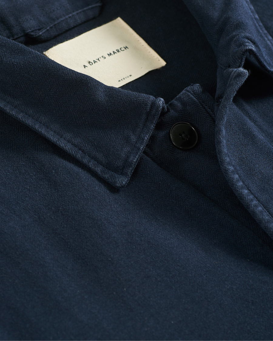 Herre | Skjorter | A Day's March | Original Herringbone Overshirt Navy