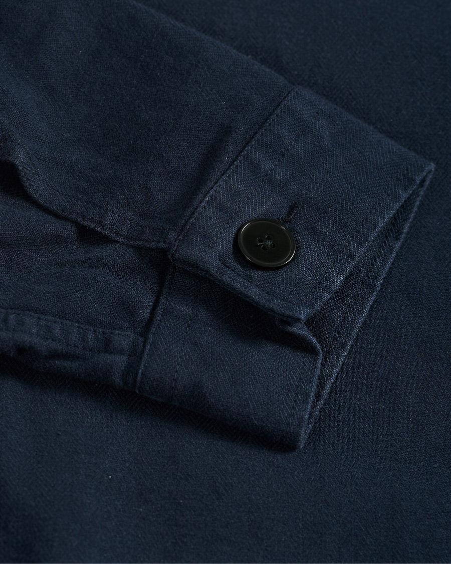 Herre | Skjorter | A Day's March | Original Herringbone Overshirt Navy