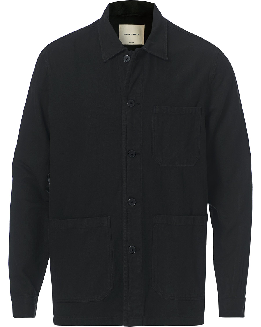 Herre | Skjorter | A Day's March | Original Herringbone Overshirt Black