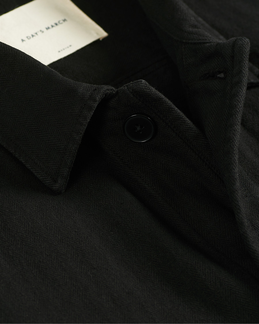 Herre | Skjorter | A Day's March | Original Herringbone Overshirt Black
