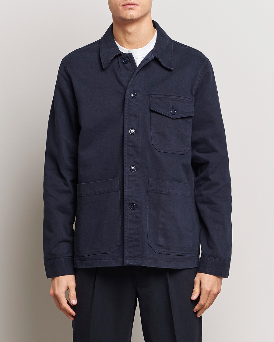 Herre |  | A Day's March | Patch Pocket Sturdy Twill Overshirt Navy