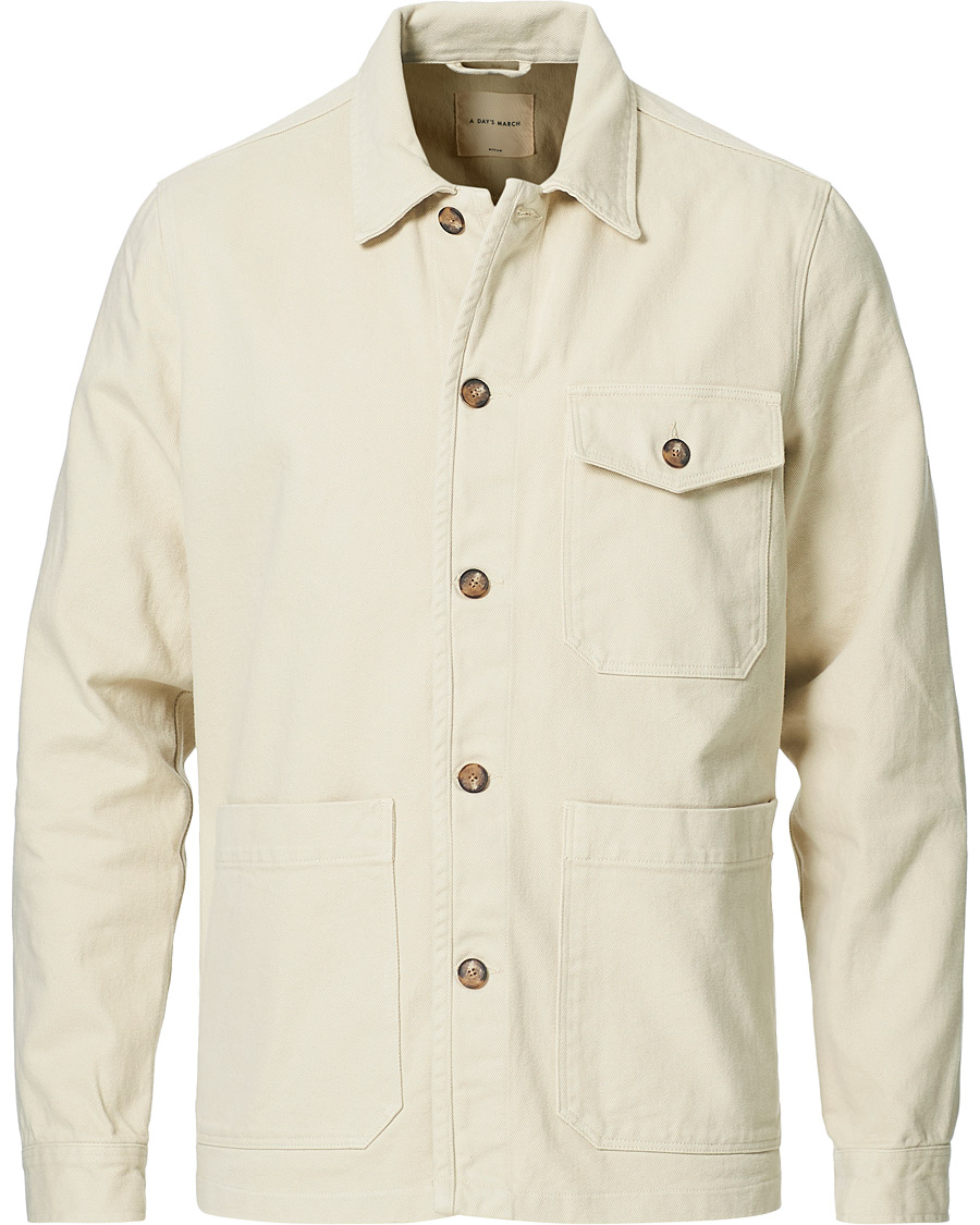 Herre | Skjorter | A Day's March | Sturdy Twill Patch Pocket Overshirt Desert