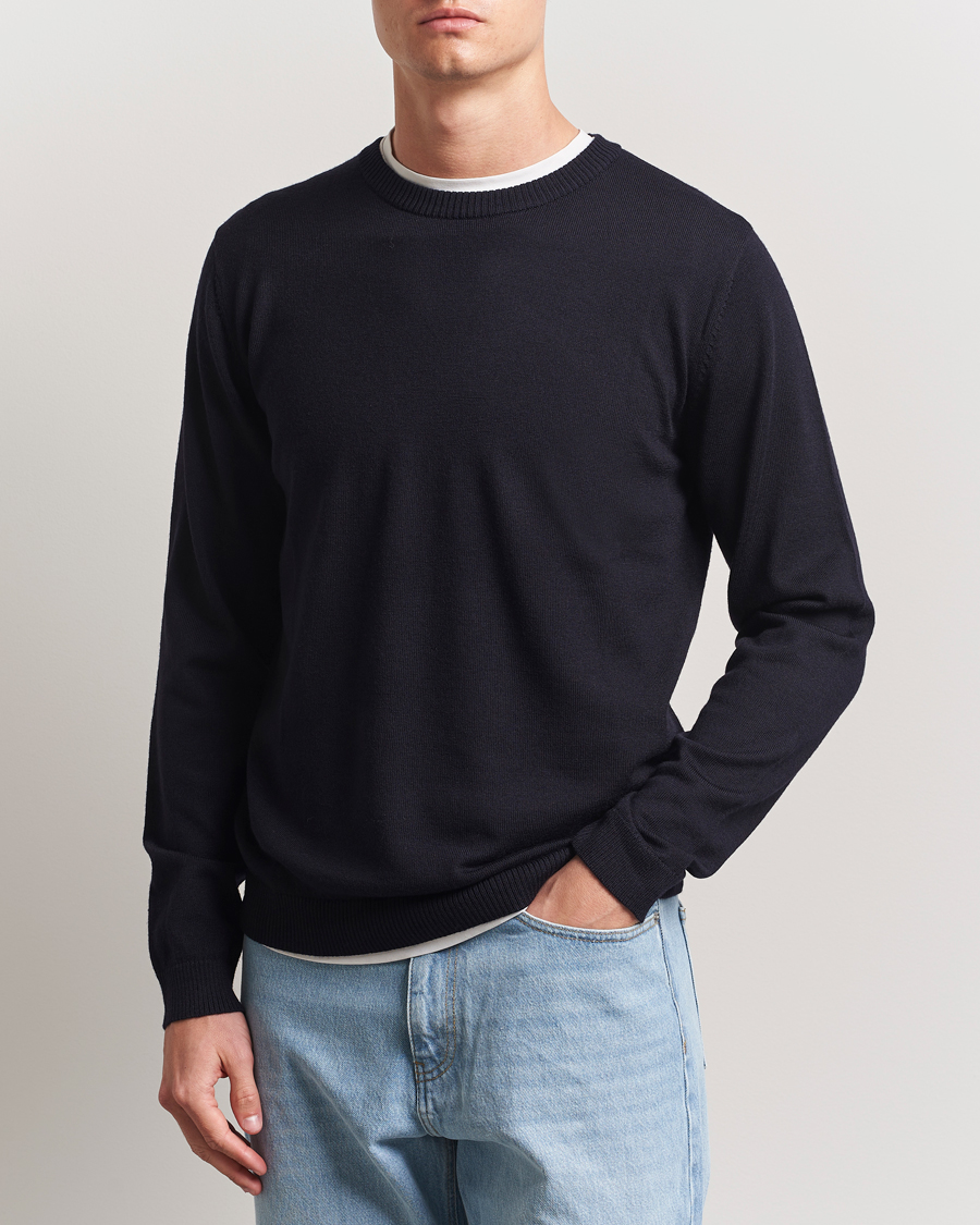 Herre | Trøjer | A Day's March | Alagón Merino Crew Navy