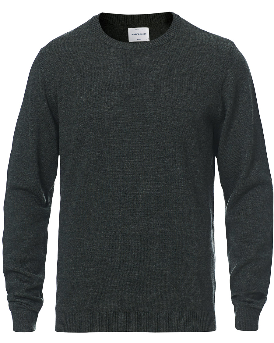 Herre | Trøjer | A Day's March | Alagón Merino Crew Moss Melange
