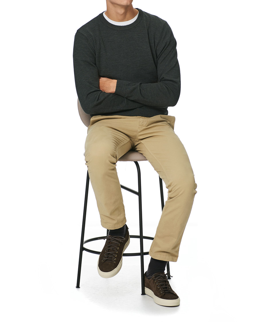 Herre | Trøjer | A Day's March | Alagón Merino Crew Moss Melange