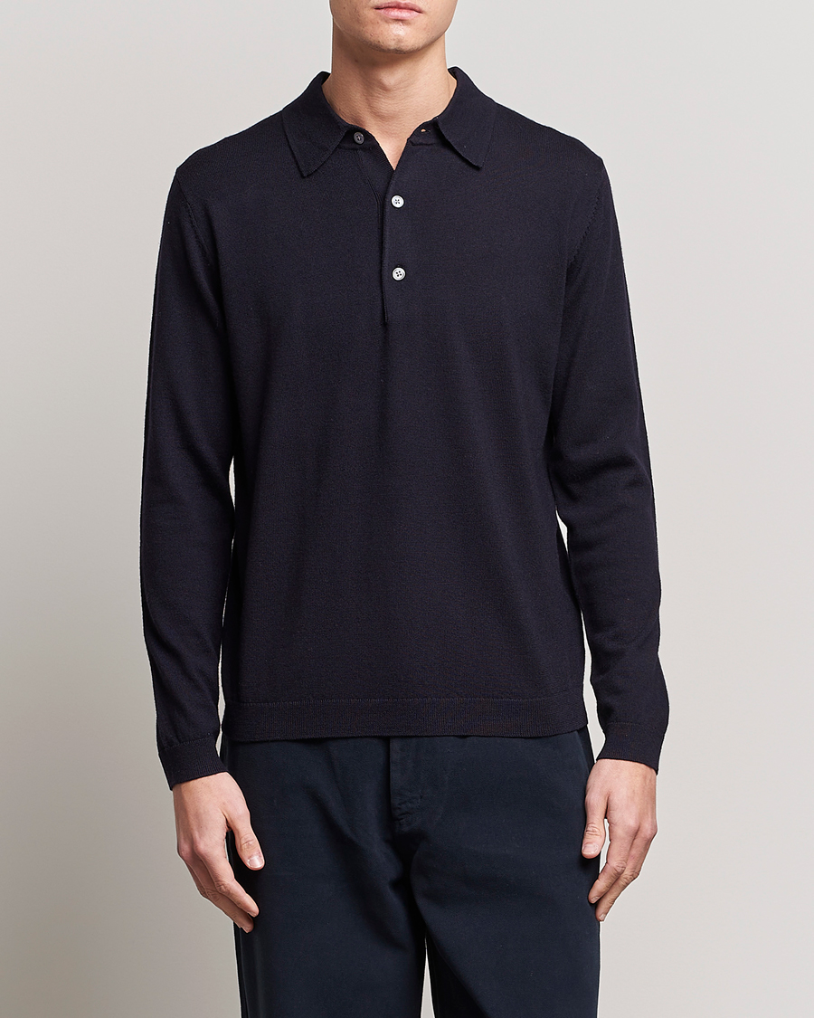 Herre | Strikkede polotrøjer | A Day's March | Ambroz Merino Polo Navy