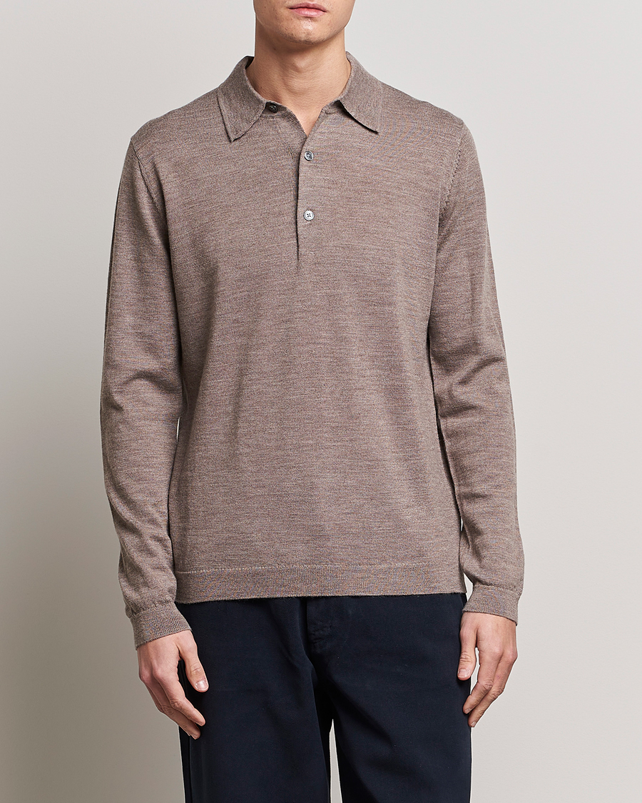 Herre | Tøj | A Day's March | Ambroz Merino Polo Taupe Melange