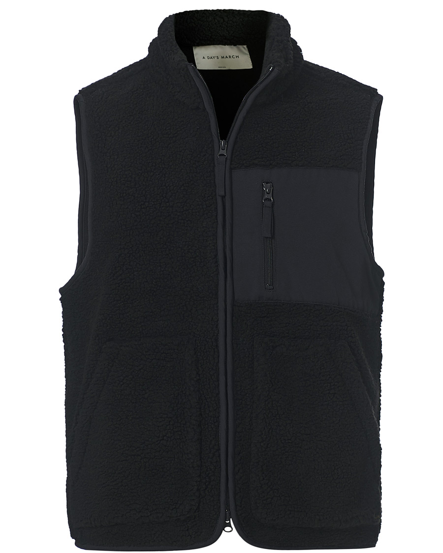 Herre | Trøjer | A Day's March | Arvån Recycled Fleece Vest Black