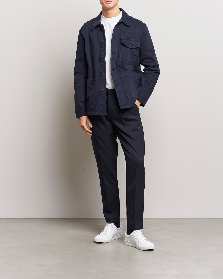 Herre | Bukser | A Day's March | Smart Trousers Wool Twill Navy