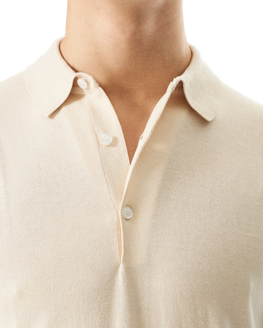 Herre | Polotrøjer | John Smedley | Adrian Slim Fit Sea Island Polo Ecru