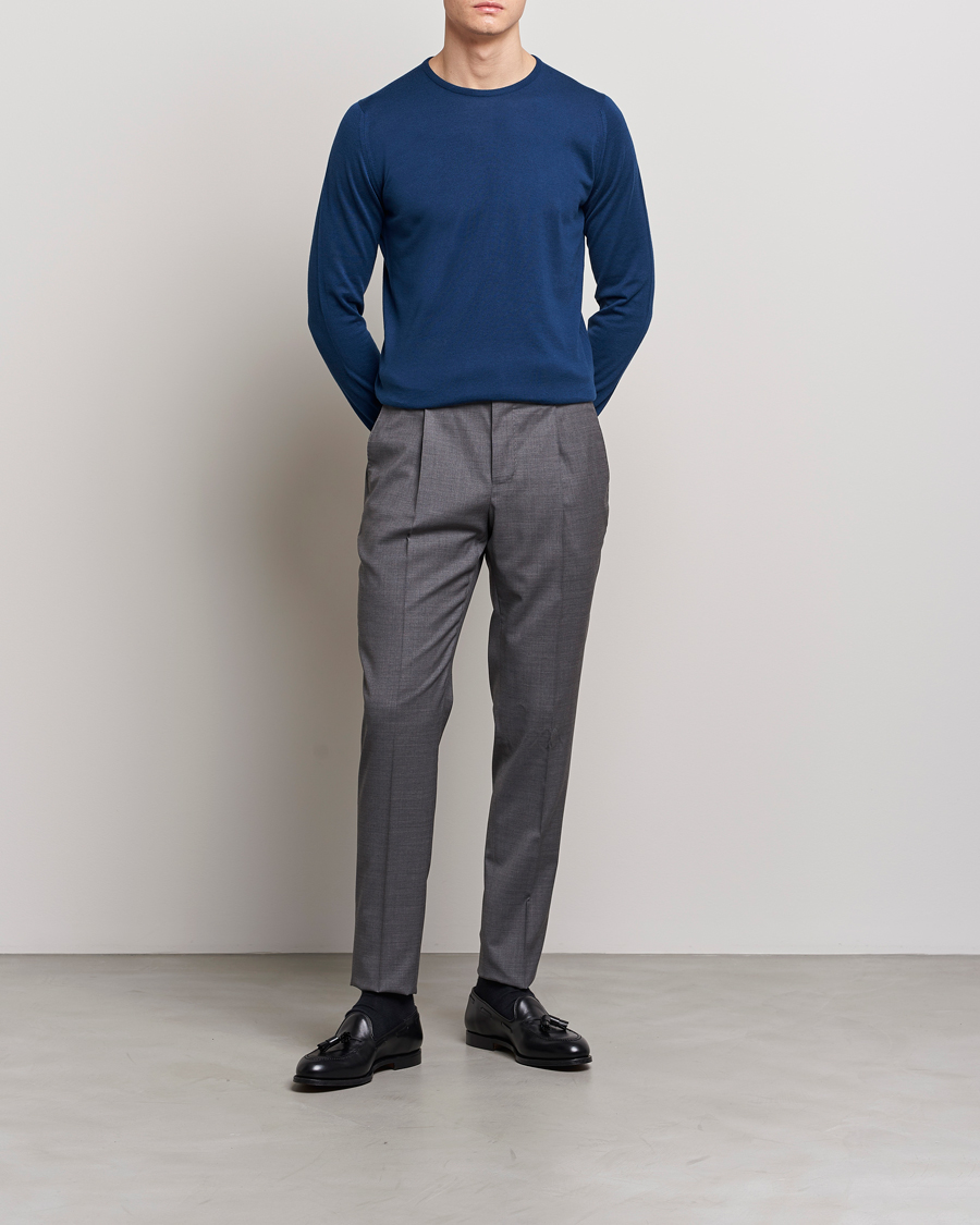 Herre | Trøjer | John Smedley | Hatfield Sea Island Crew Neck Indigo