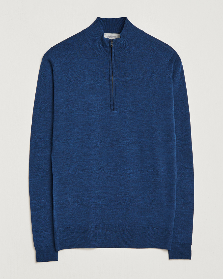 Herre | Trøjer | John Smedley | Barrow Extra Fine Merino Half Zip Indigo