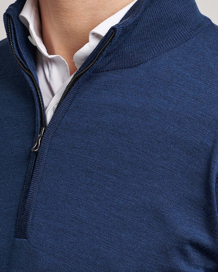 Herre | Trøjer | John Smedley | Barrow Extra Fine Merino Half Zip Indigo