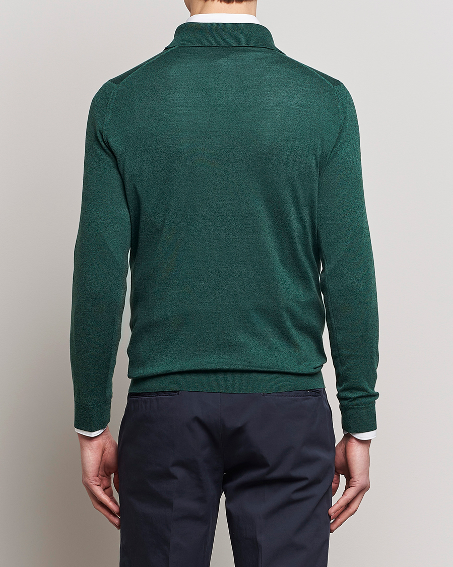 Herre | Trøjer | John Smedley | Belper Wool/Cotton Polo Pullover Bottle Green