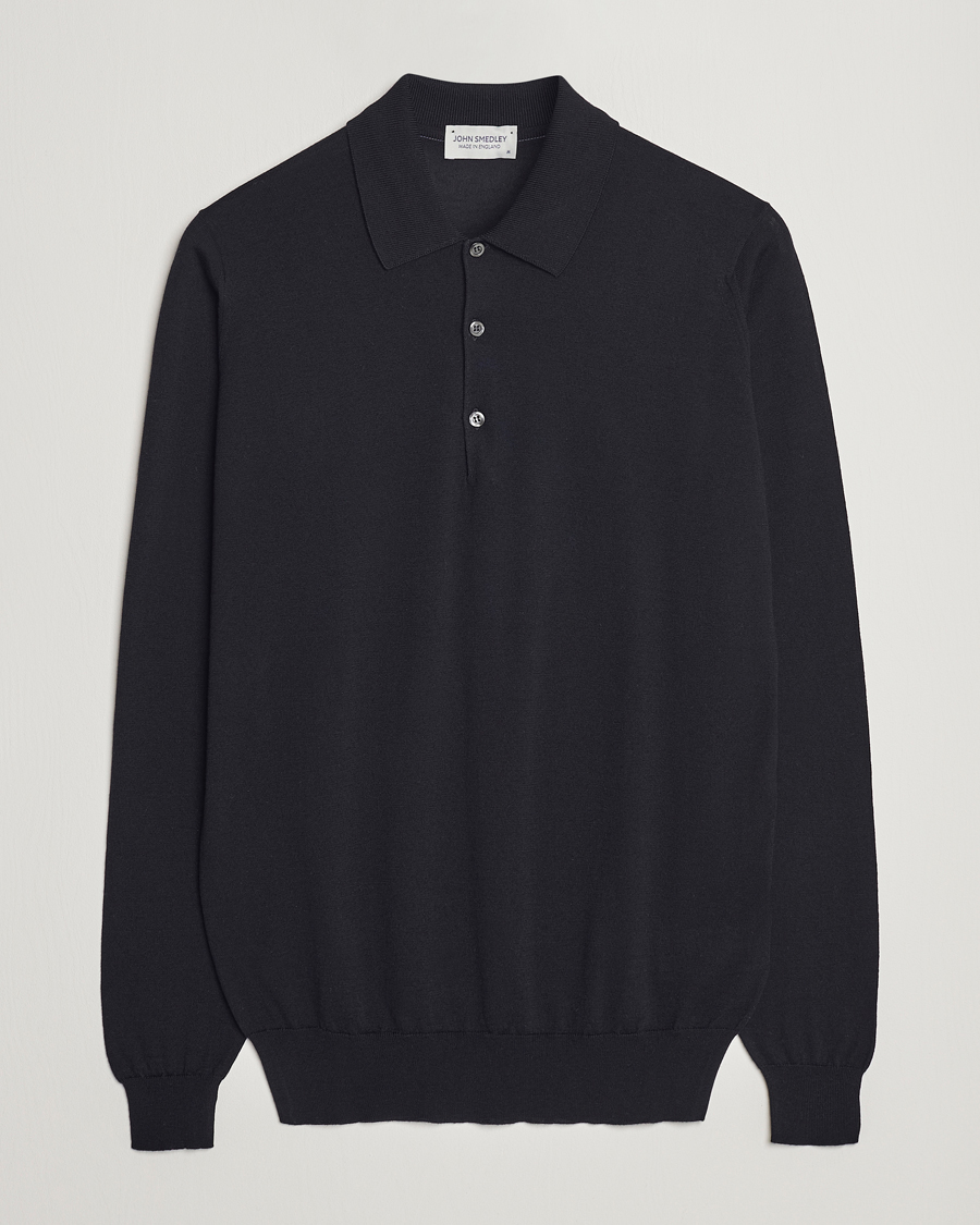 Herre | Trøjer | John Smedley | Belper Wool/Cotton Polo Pullover Navy