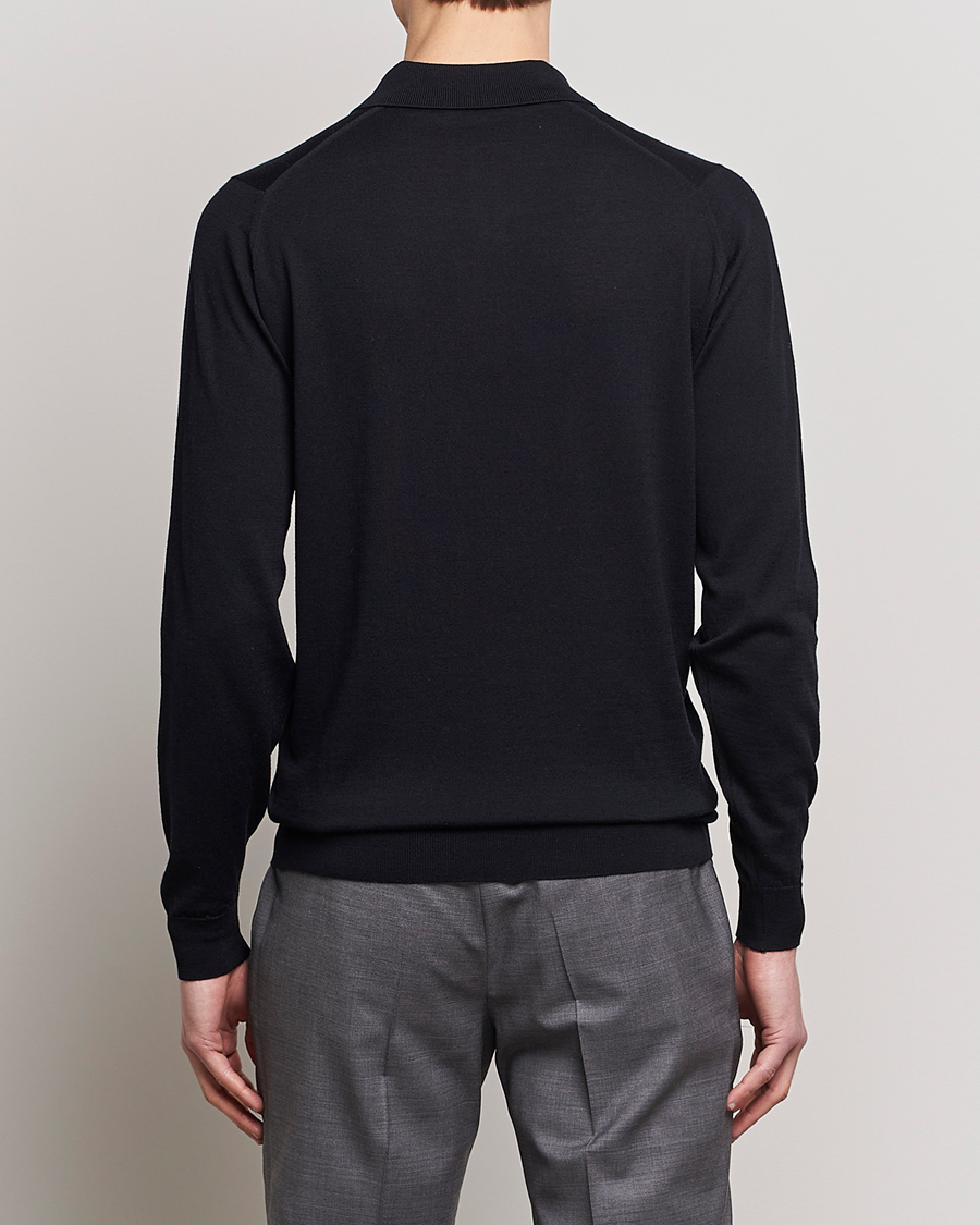 Herre | Trøjer | John Smedley | Belper Wool/Cotton Polo Pullover Navy