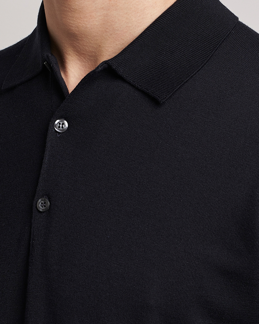 Herre | Trøjer | John Smedley | Belper Wool/Cotton Polo Pullover Navy
