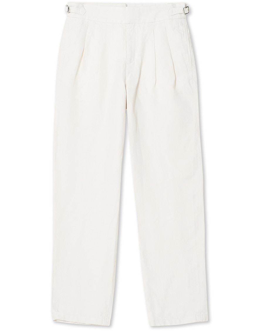Herre | Bukser | Orlebar Brown | Lyford Relaxed Pleated Linen Trousers White Sand