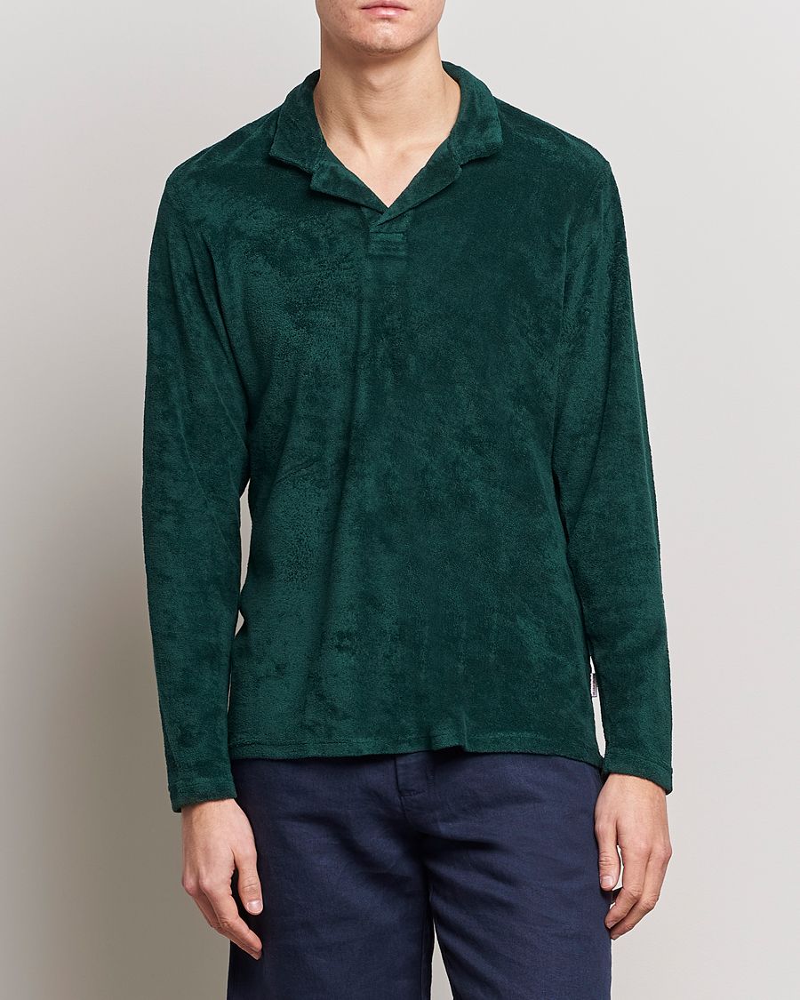 Herre | Terry | Orlebar Brown | Terry Long Sleeve Polo Racing Green