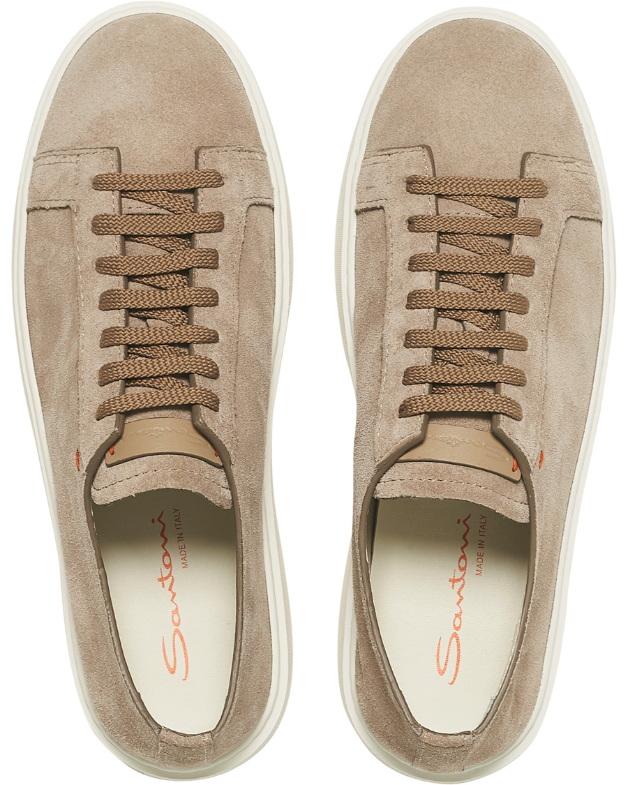 Herre | Santoni Derby Plain Sneaker Beige Suede | Santoni | Derby Plain Sneaker Beige Suede