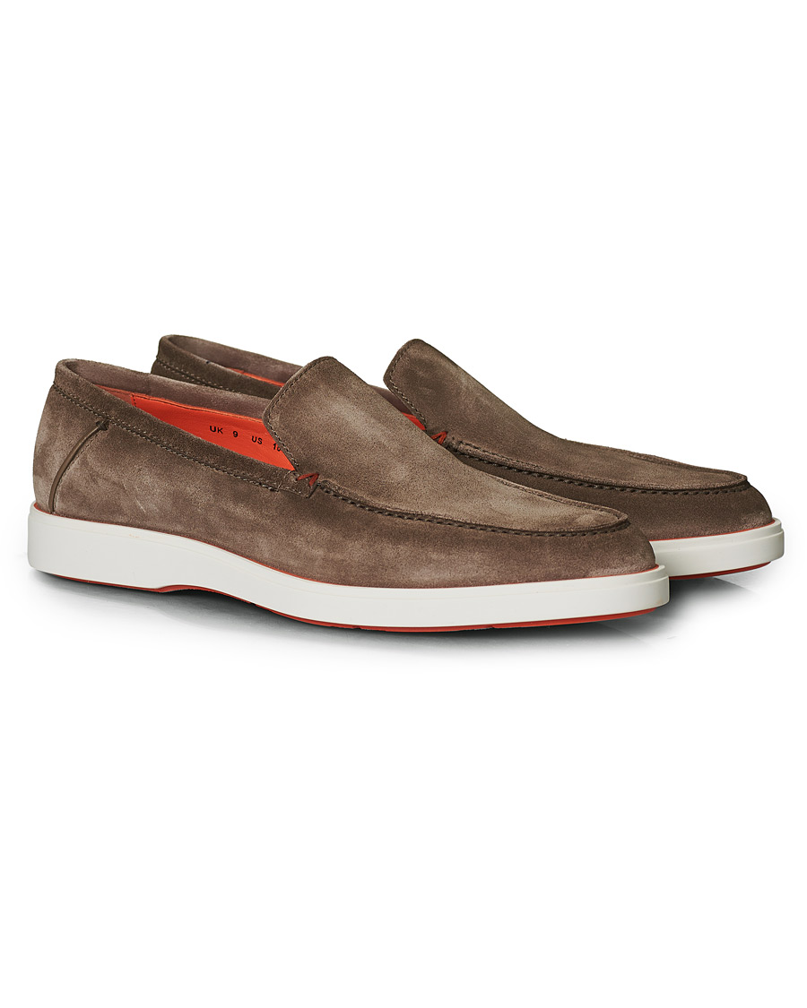 Herre | Santoni Summer Loafer Light Grey Suede | Santoni | Summer Loafer Light Grey Suede