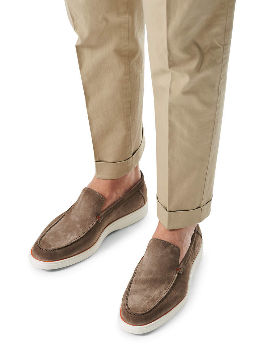 Herre | Santoni Summer Loafer Light Grey Suede | Santoni | Summer Loafer Light Grey Suede