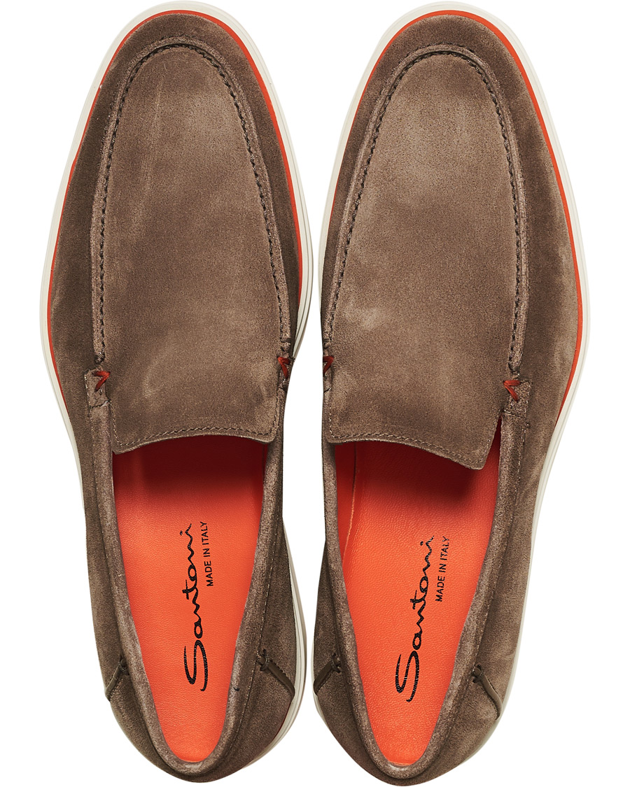 Herre | Santoni Summer Loafer Light Grey Suede | Santoni | Summer Loafer Light Grey Suede