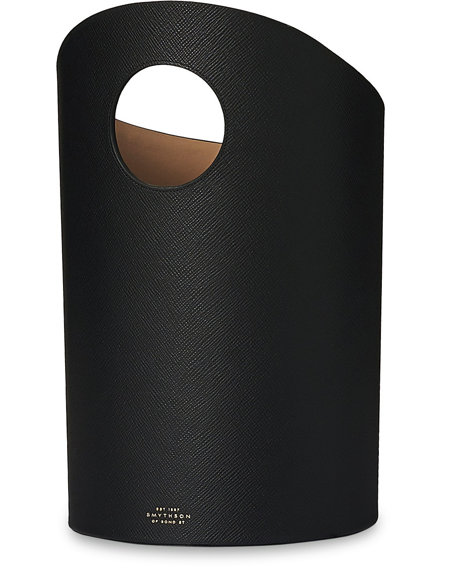 Herre | Smythson Panama Waste Paper Bin Black | Smythson | Panama Waste Paper Bin Black
