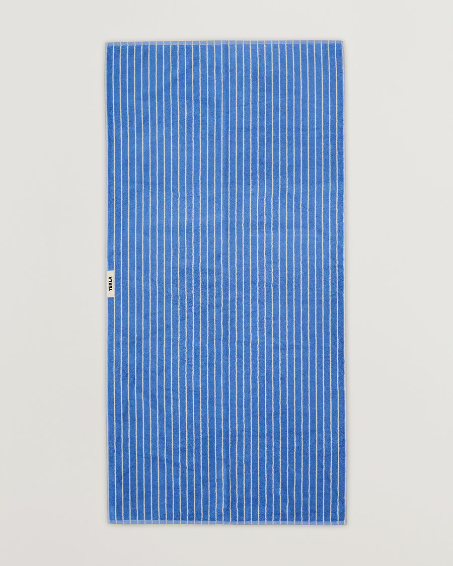 Herre | Gaver til særlige lejligheder | Tekla | Organic Terry Bath Towel Clear Blue Stripes