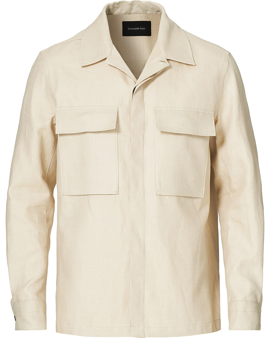 Herre | Skjorter | Ermenegildo Zegna | Linen Shirt Jacket Light Beige
