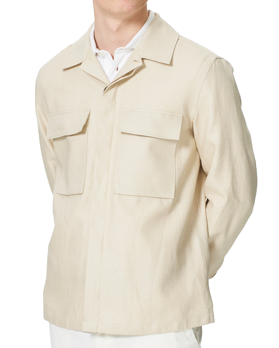 Herre | Skjorter | Ermenegildo Zegna | Linen Shirt Jacket Light Beige