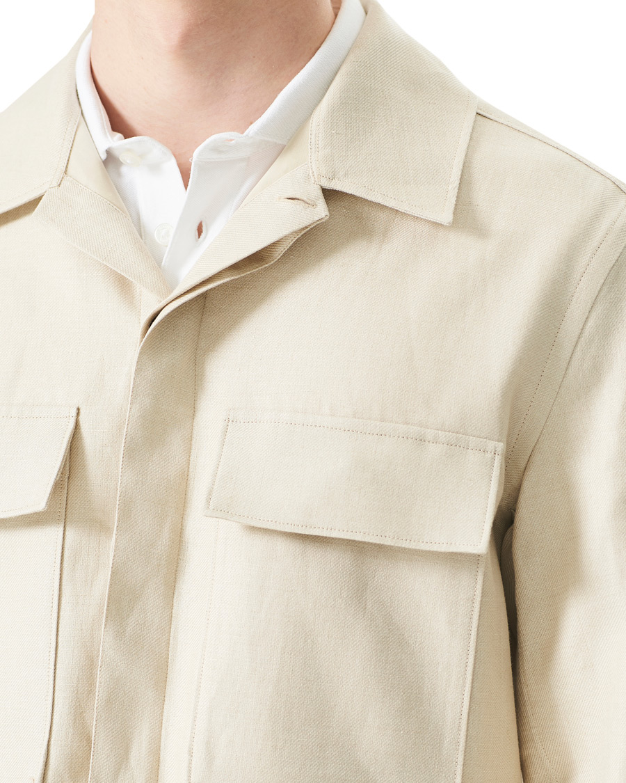 Herre | Skjorter | Ermenegildo Zegna | Linen Shirt Jacket Light Beige