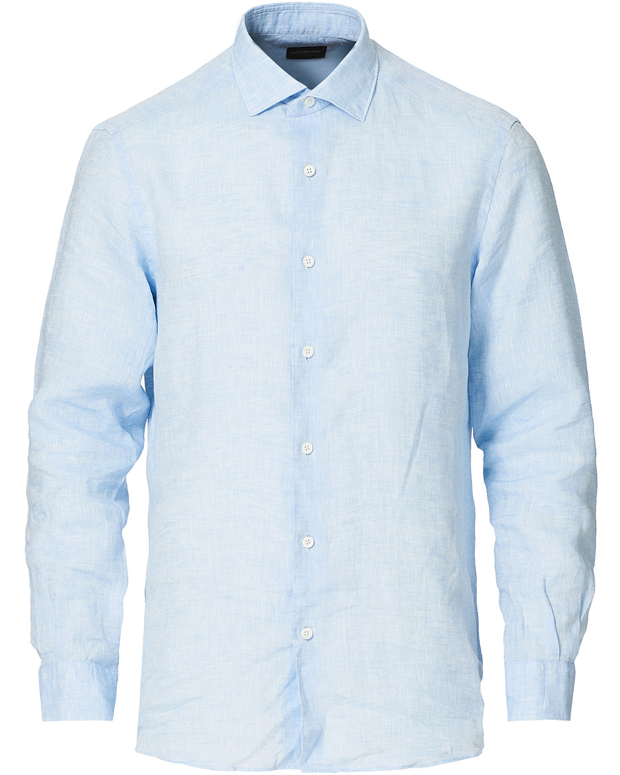 Herre | Skjorter | Ermenegildo Zegna | Slim Fit Linen Shirt Light Blue