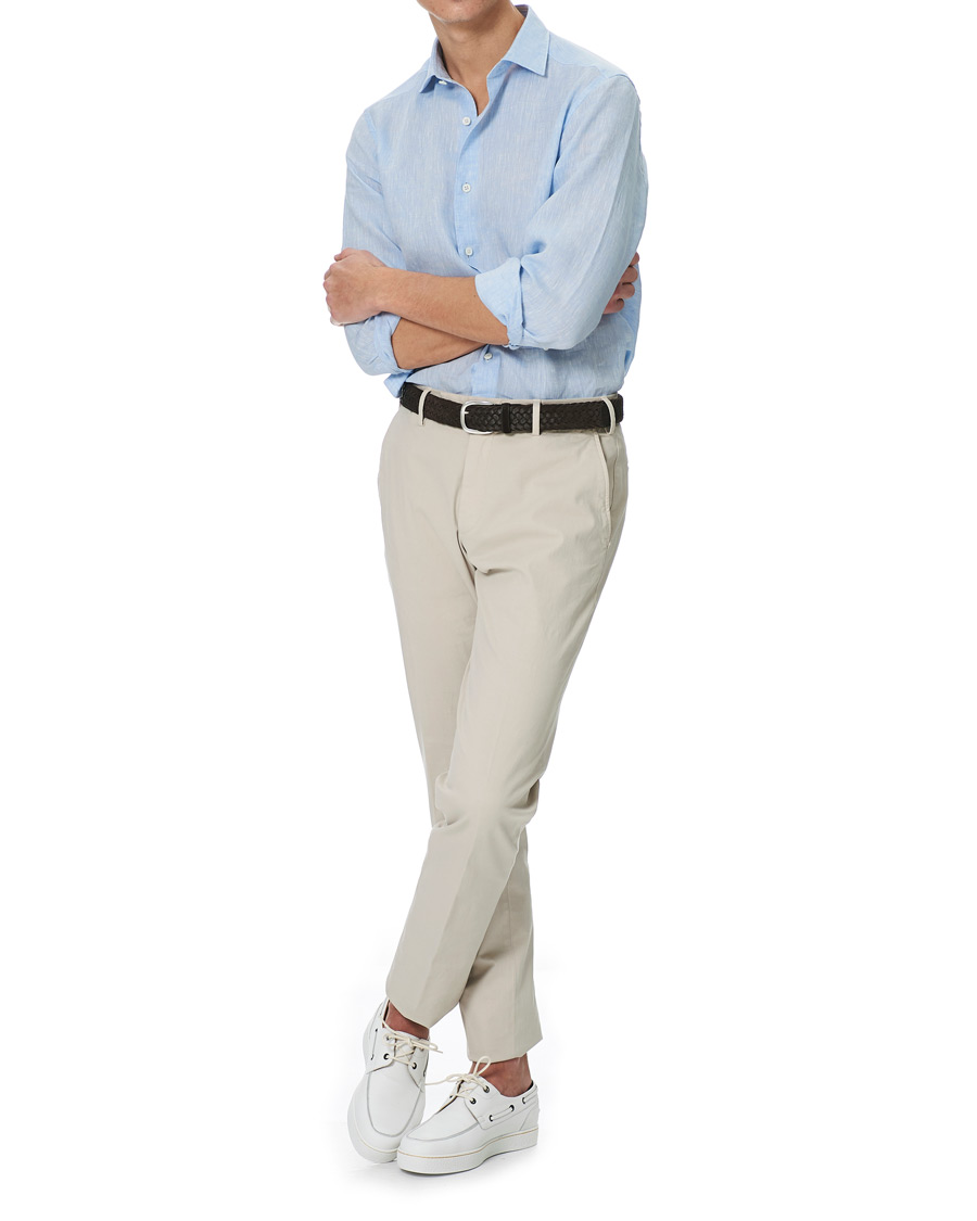 Herre | Skjorter | Ermenegildo Zegna | Slim Fit Linen Shirt Light Blue