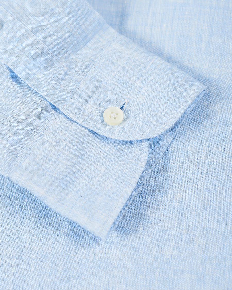 Herre | Skjorter | Ermenegildo Zegna | Slim Fit Linen Shirt Light Blue
