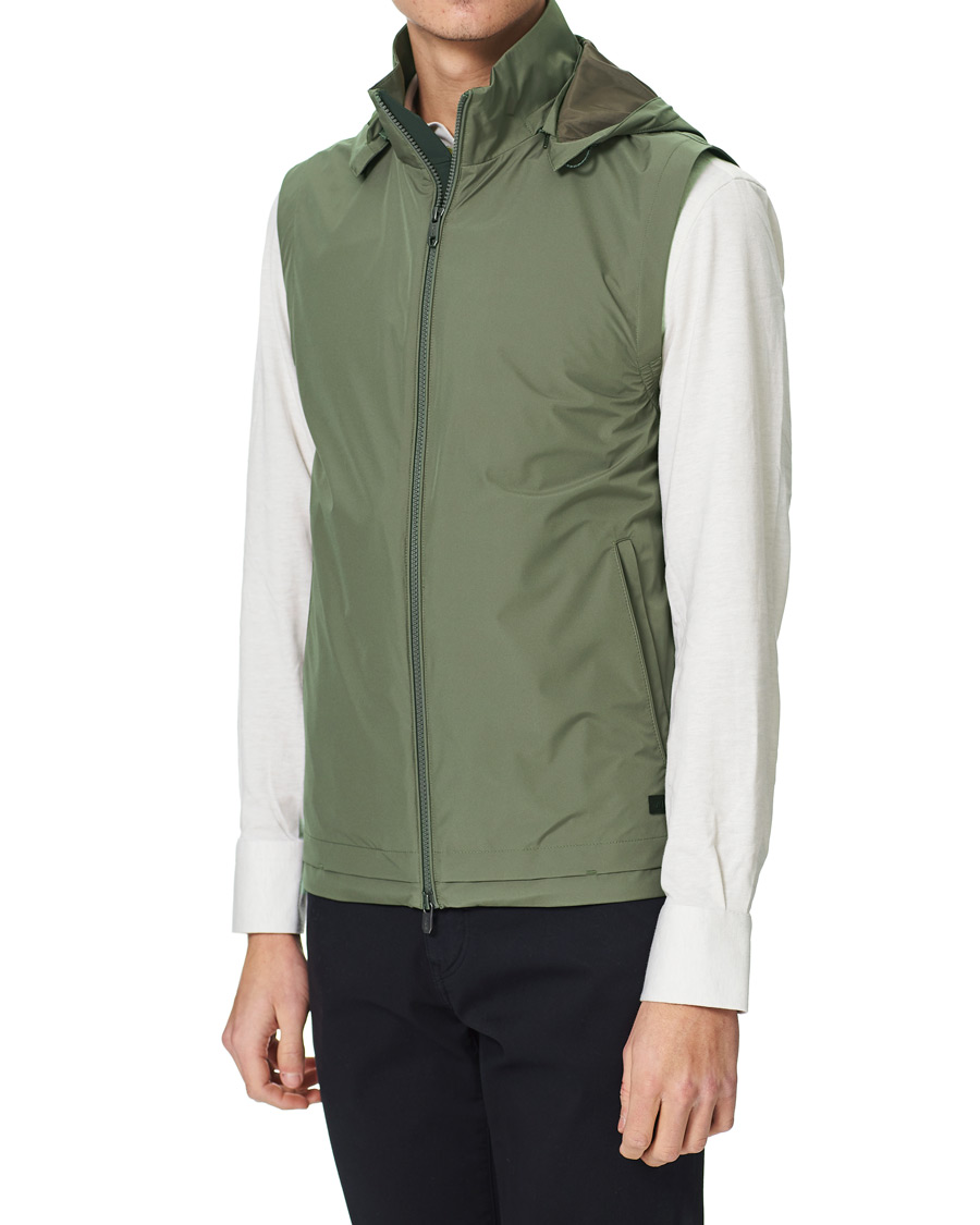 Herre | Jakker | Z Zegna | Hooded Microfiber Vest Olive