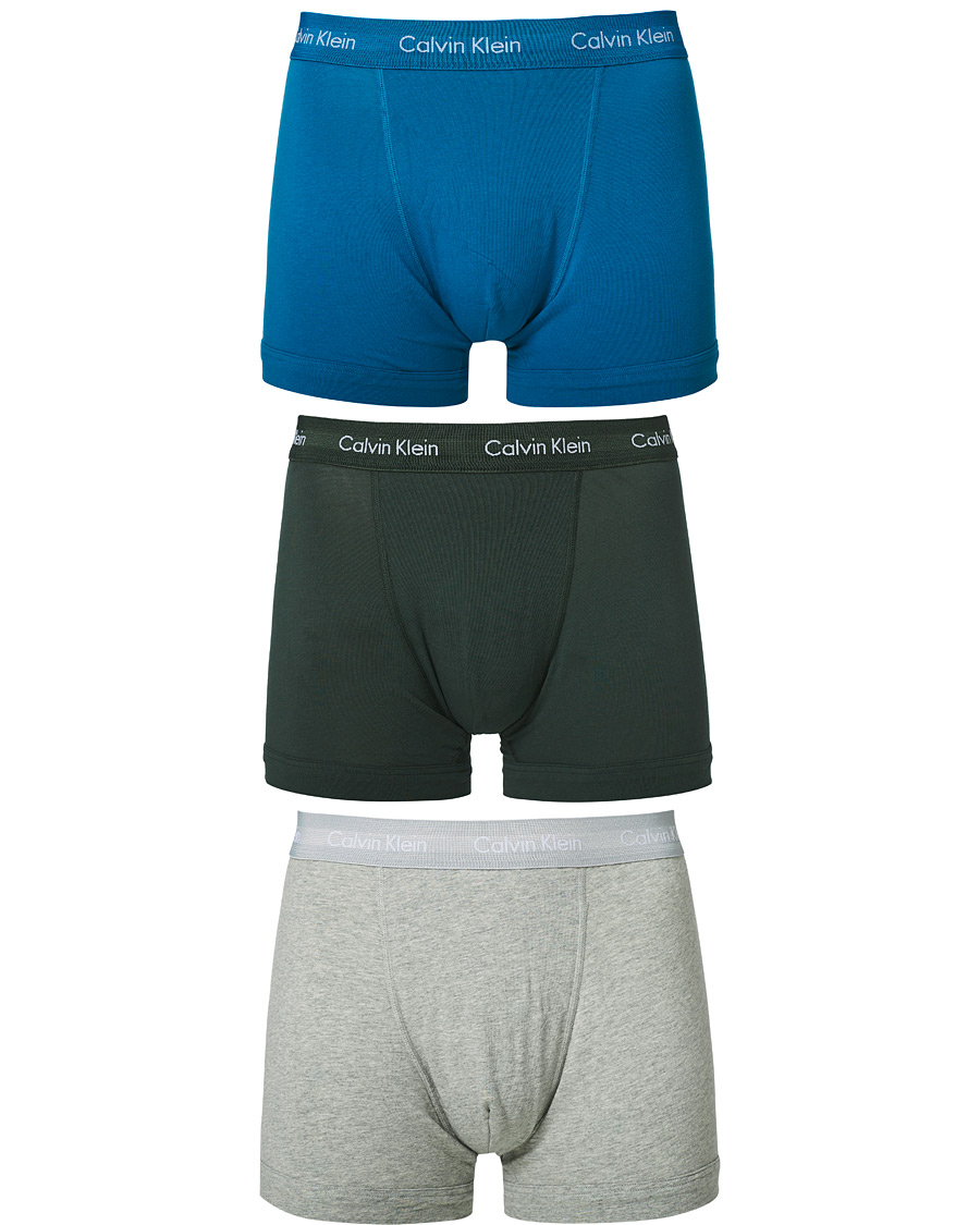 Herre | Undertøj | Calvin Klein | Cotton Stretch Trunk 3-Pack Green/Grey/Blue