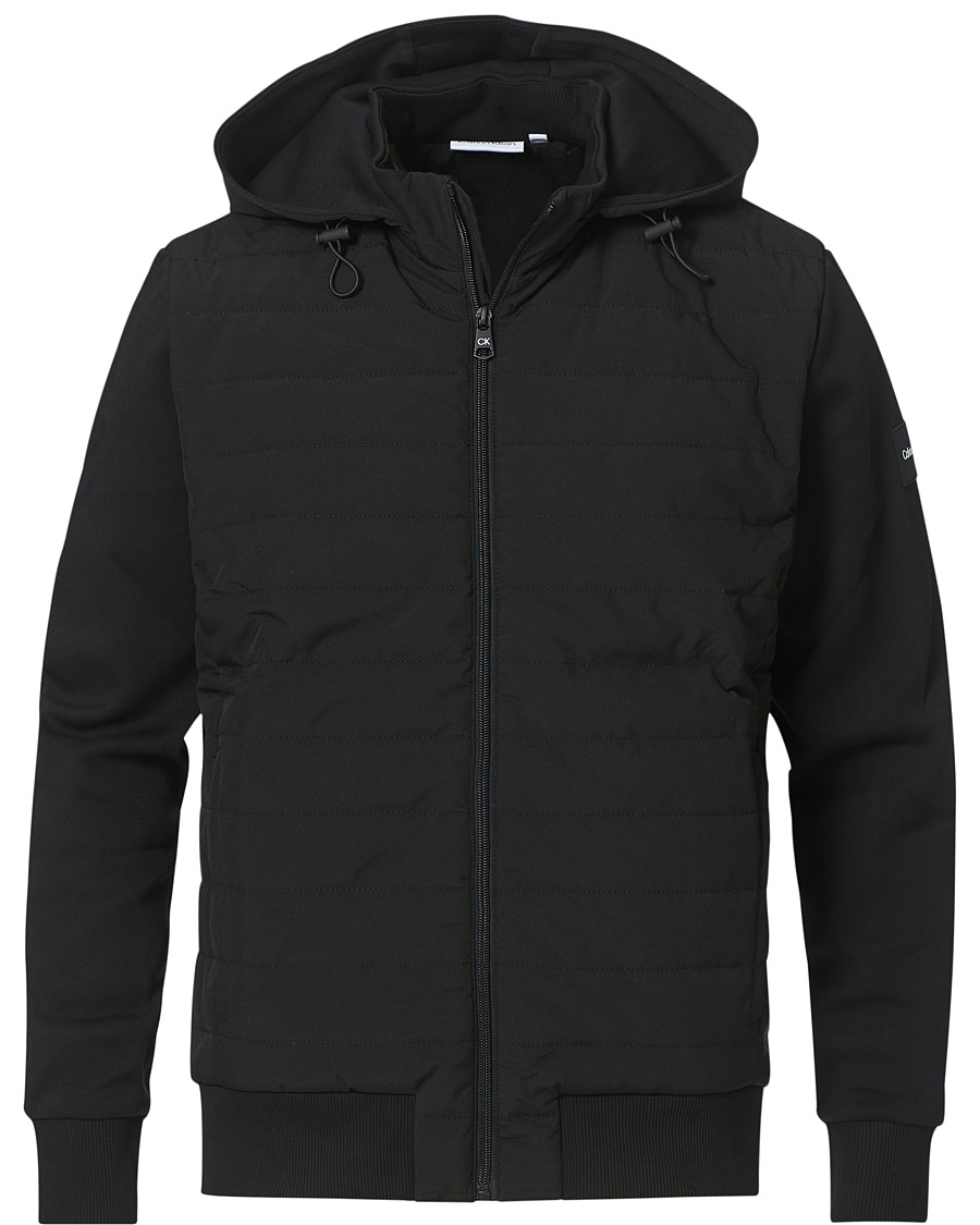 Herre | Trøjer | Calvin Klein | Quilted Nylon Mix Full Zip Hoodie Black